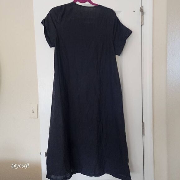 Minibee Women's Embroidered Linen Dress Summer A-Line Sundress - Picture 4 of 6